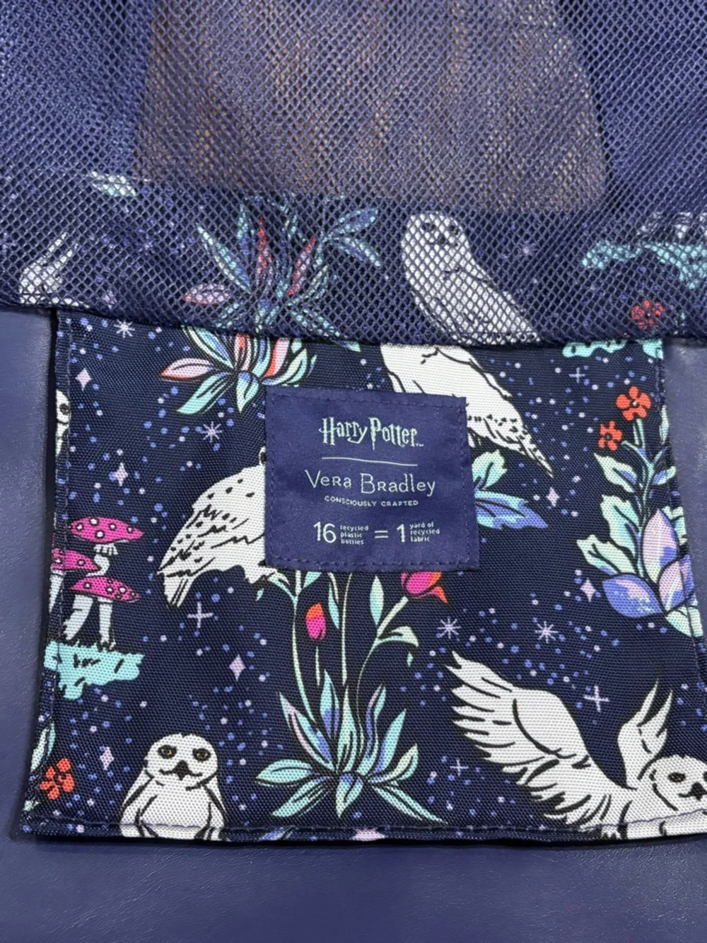 Vera Bradley Navy Owl Print Harry Potter Tote - Forbidden Forest - Picture 9 of 15